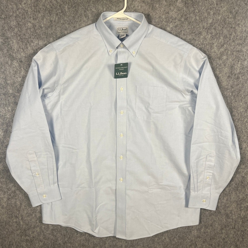LL Bean Men's Wrinkle Resistant Cotton Oxford Shirt Blue 17-35 209410
